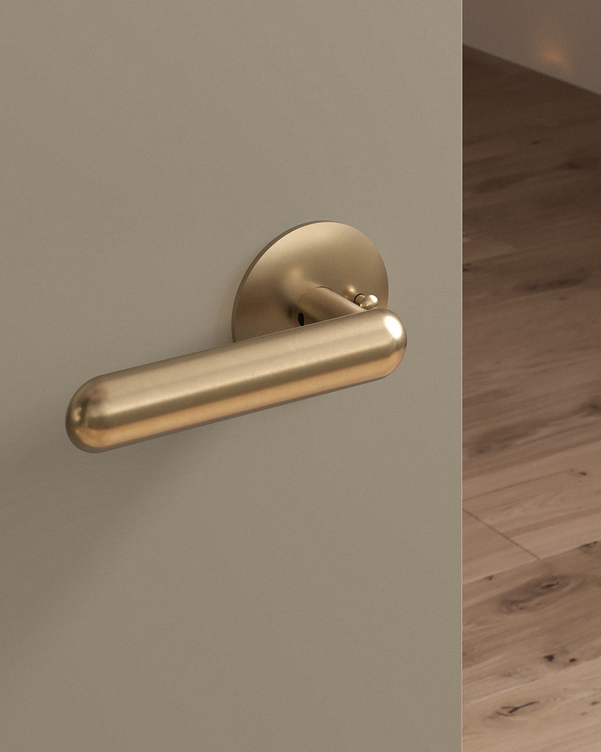 Cheever door lever set, tubular, rose, privacy, Burnished Brass