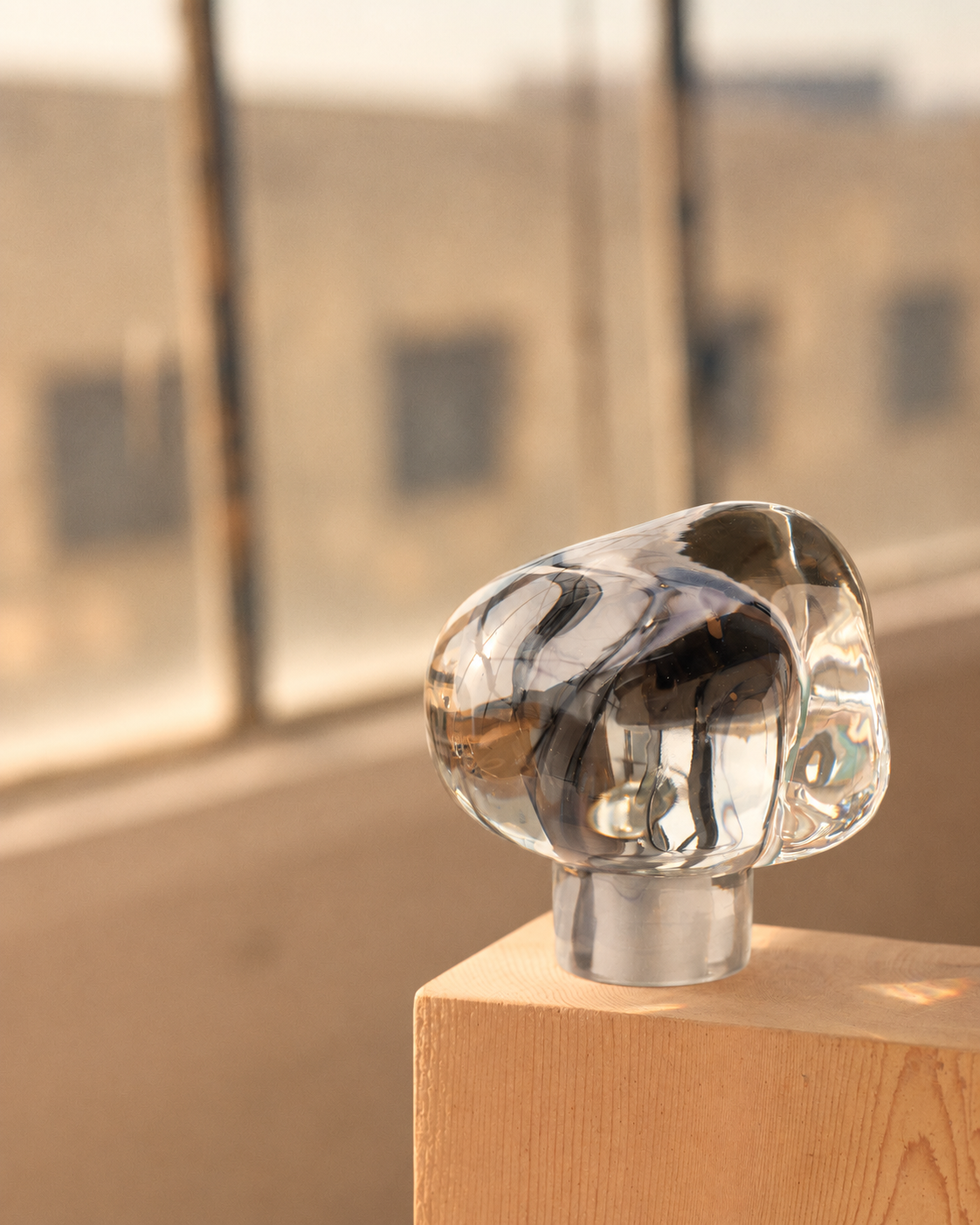 Portal glass cabinet knob, extra large, Tourmaline