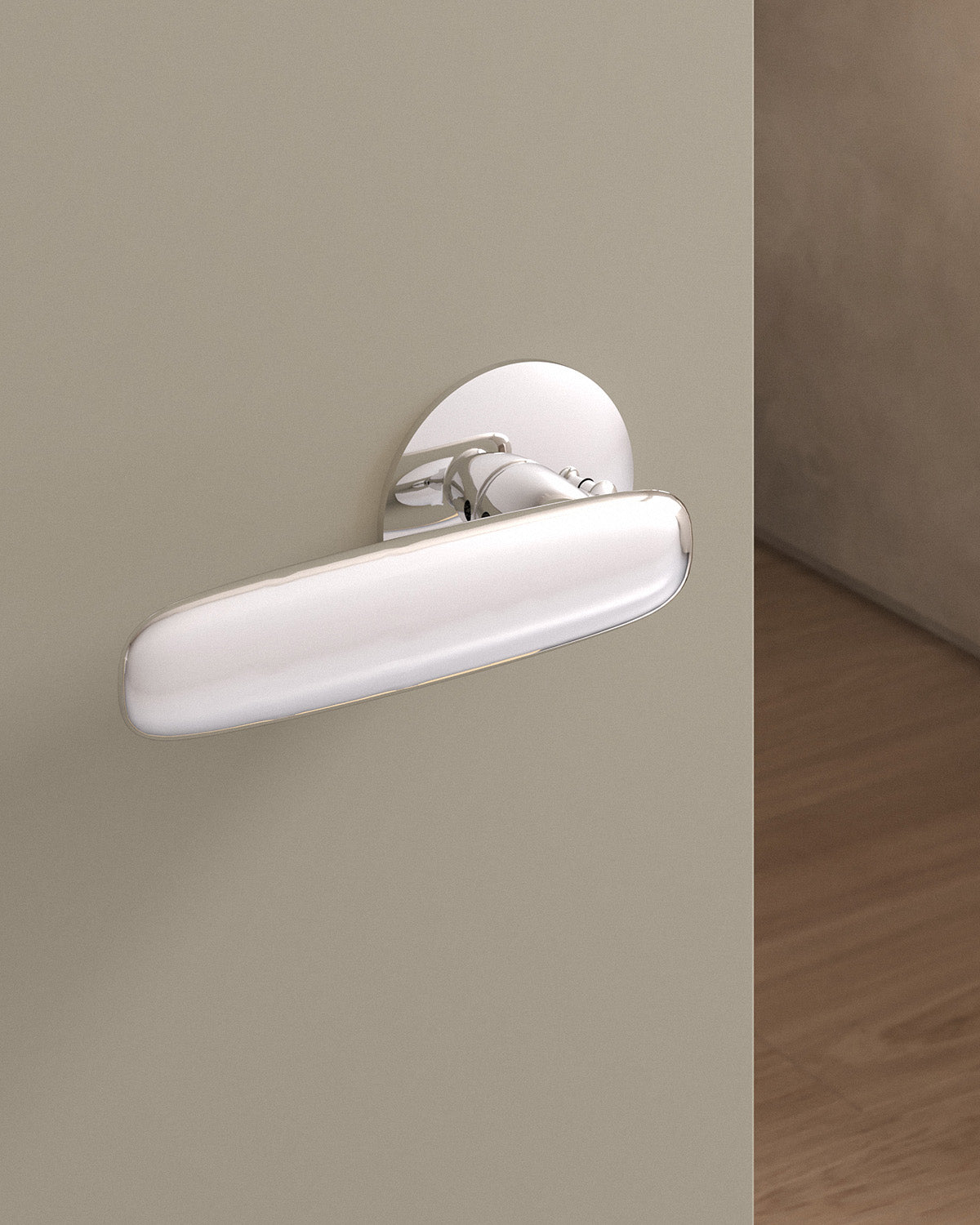 Scholes door lever set, tubular, rose, privacy, Polished Nickel