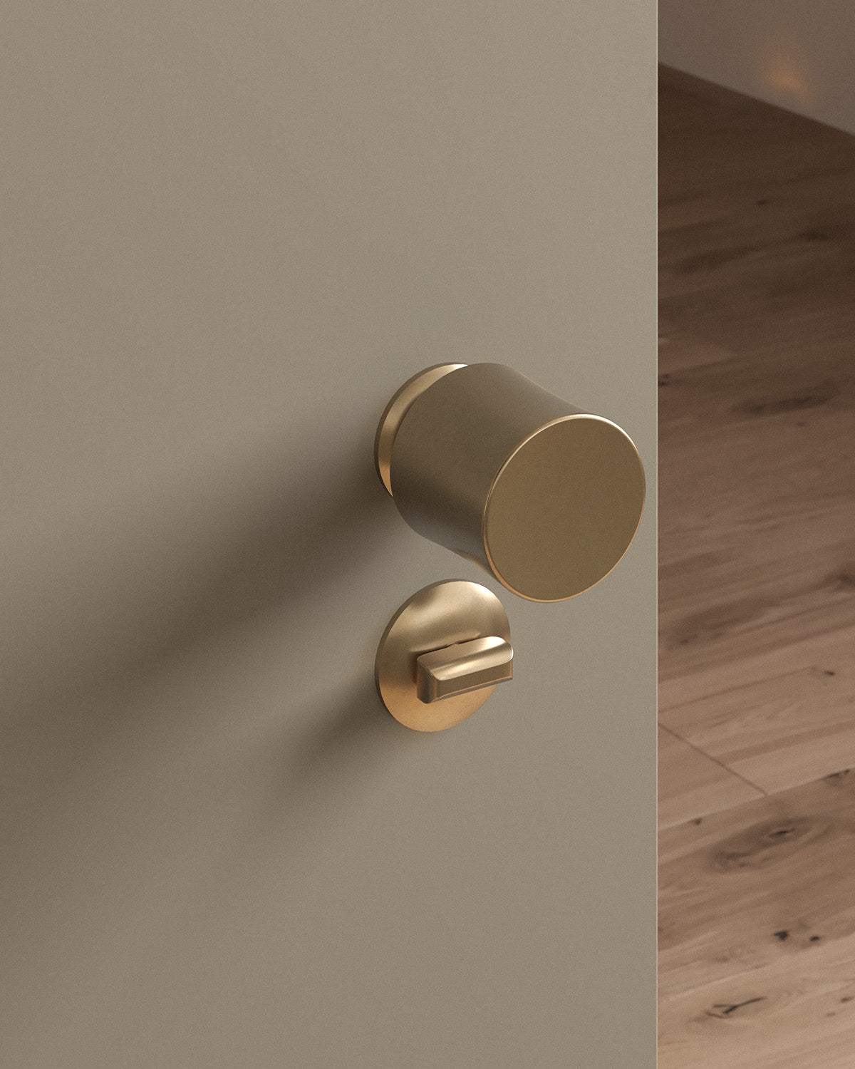 Leonard door knob set, mortise, rose, privacy, Burnished Brass