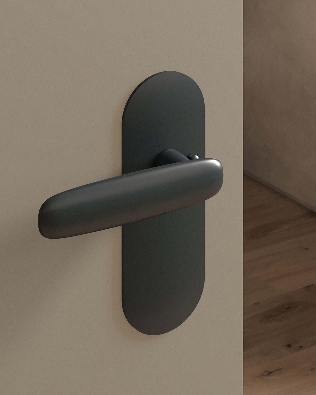 Scholes door lever set, tubular, escutcheon, privacy, Blackened Nickel
