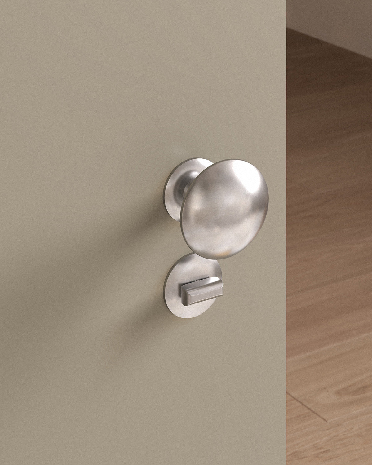 Cheever door knob set, mortise, rose, privacy, Burnished Nickel