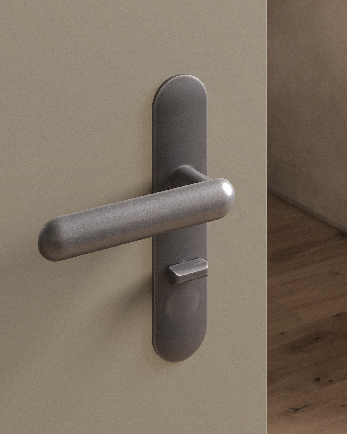 Cheever door lever set, mortise, escutcheon, privacy, Antique Nickel