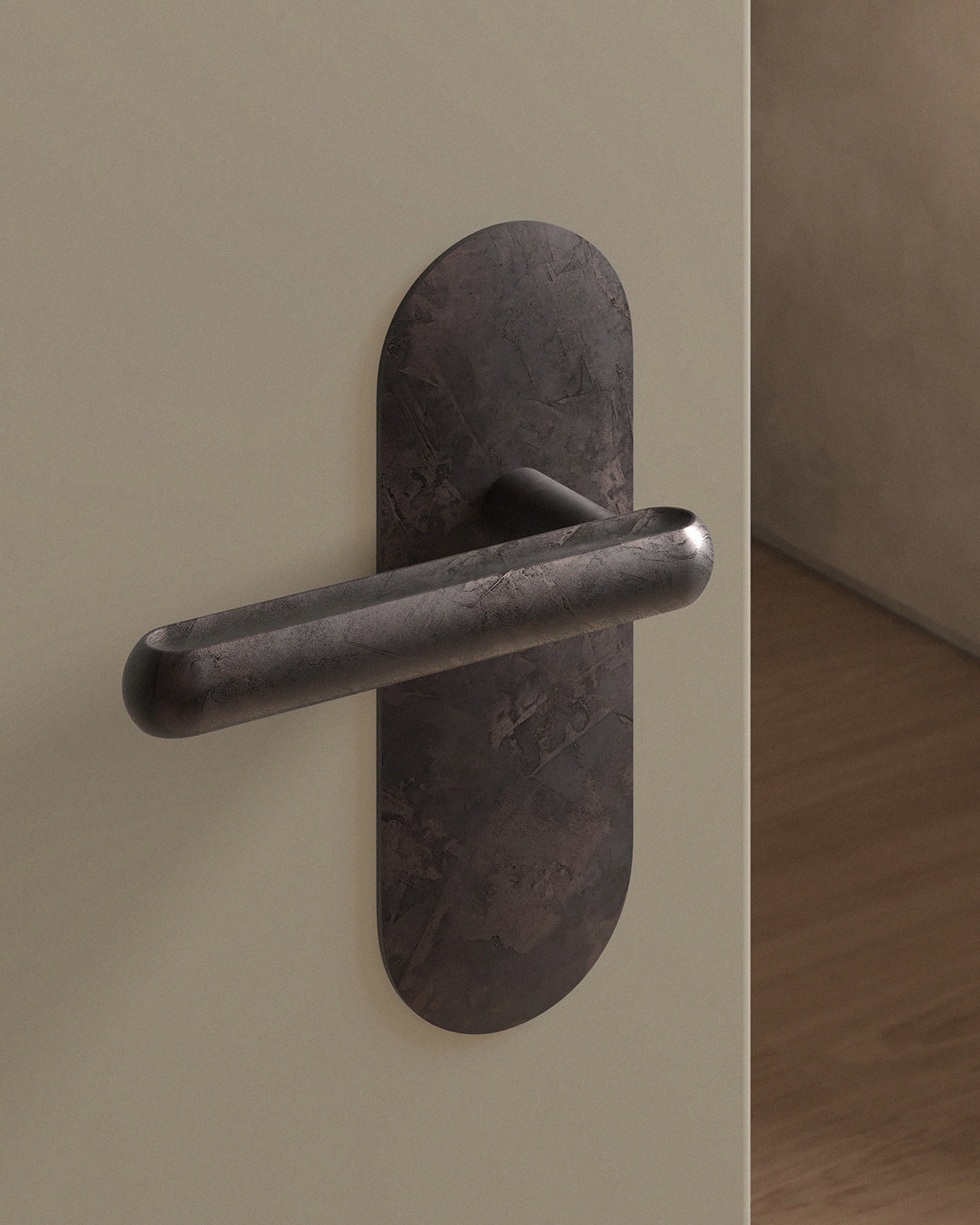Boerum Door Lever Set Tubular / 2.5" Escutcheon - Passage / Weathered Copper