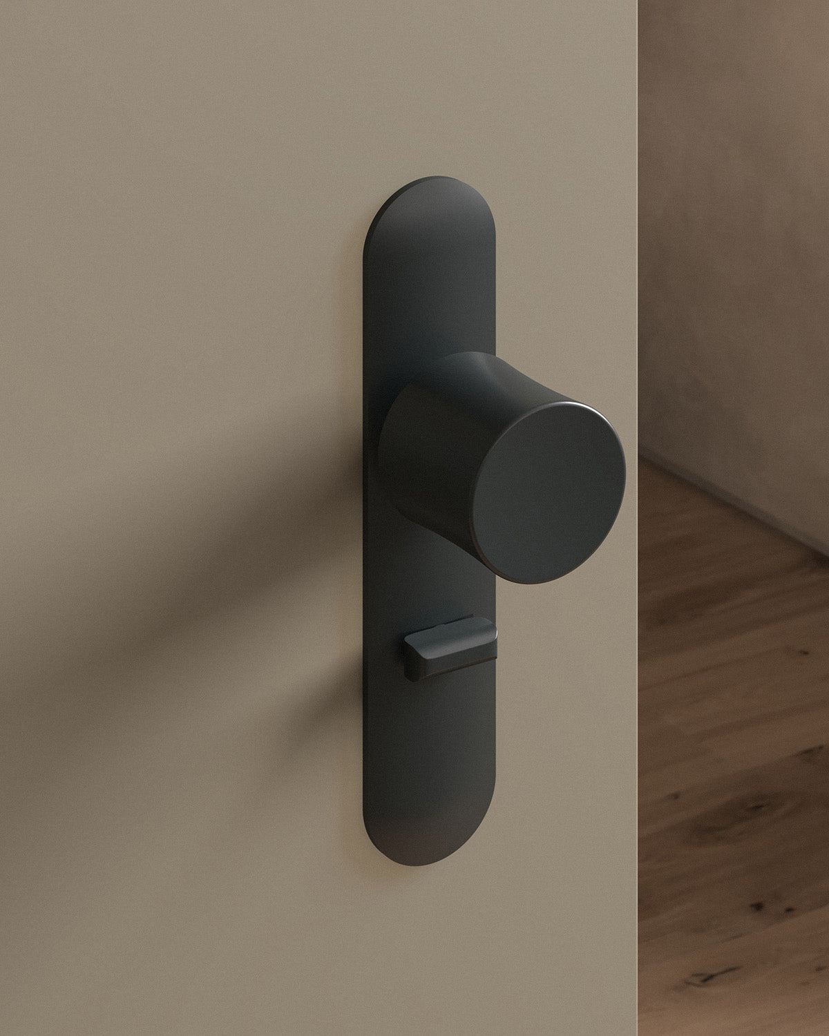 Leonard door knob set, mortise, escutcheon, privacy, Blackened Nickel