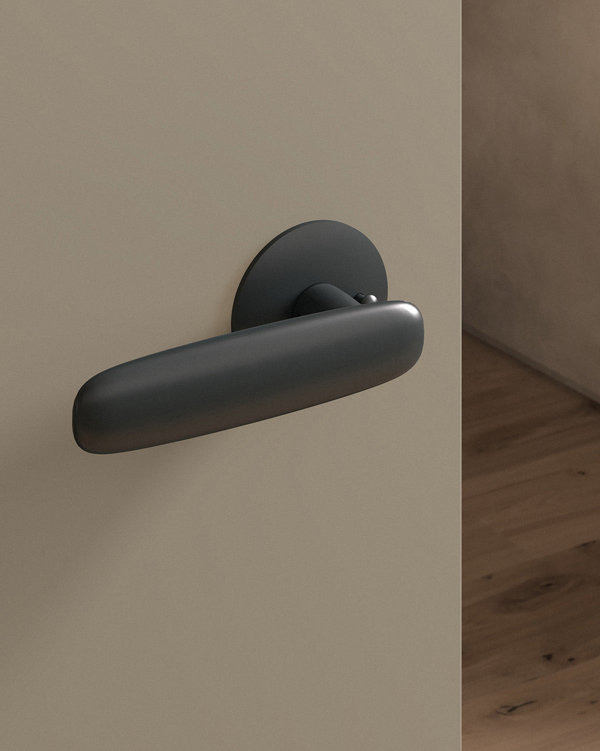 Scholes door lever set, tubular, rose, privacy, Blackened Nickel