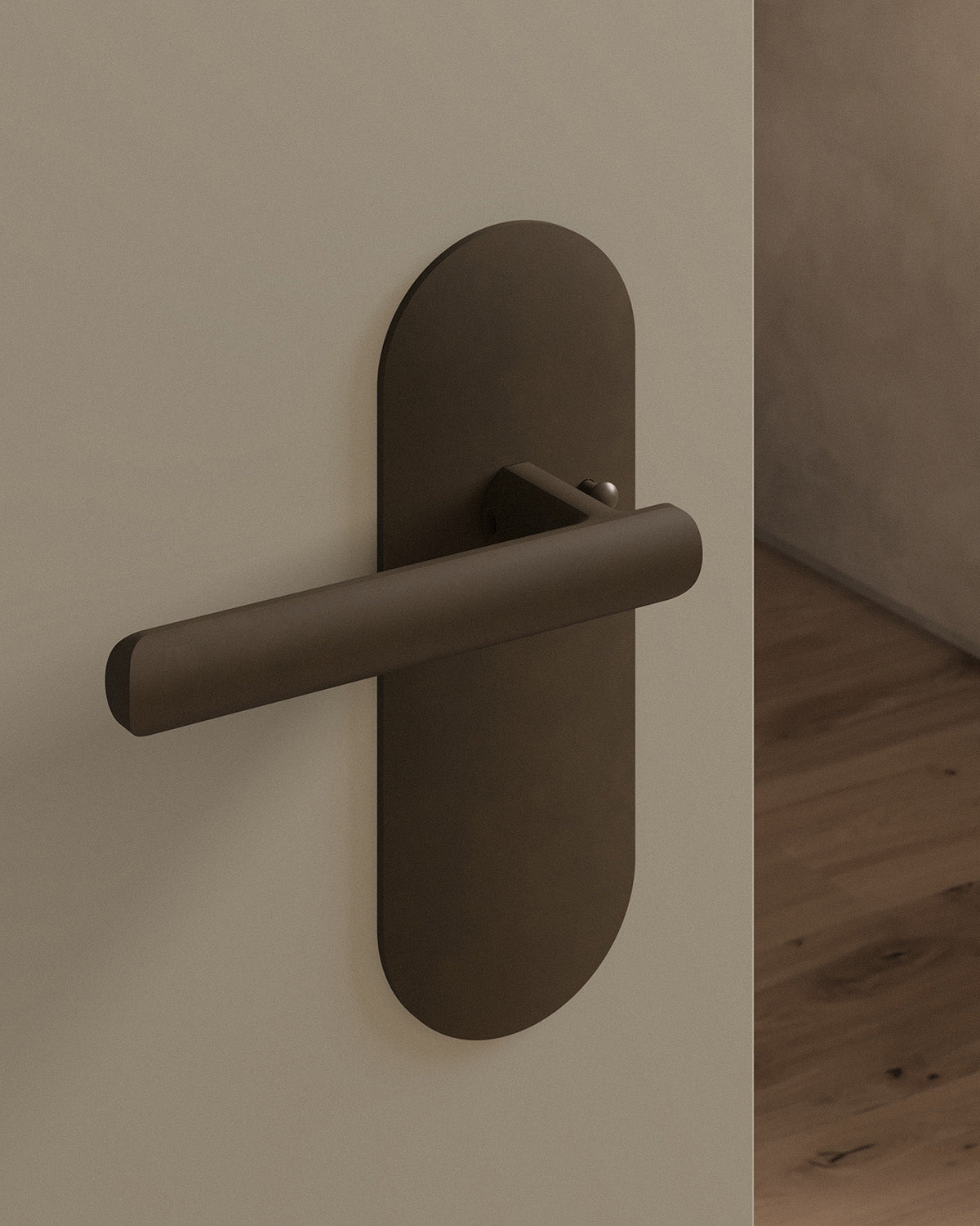 Nostrand door lever set, tubular, escutcheon, privacy, Oil Rubbed Bronze