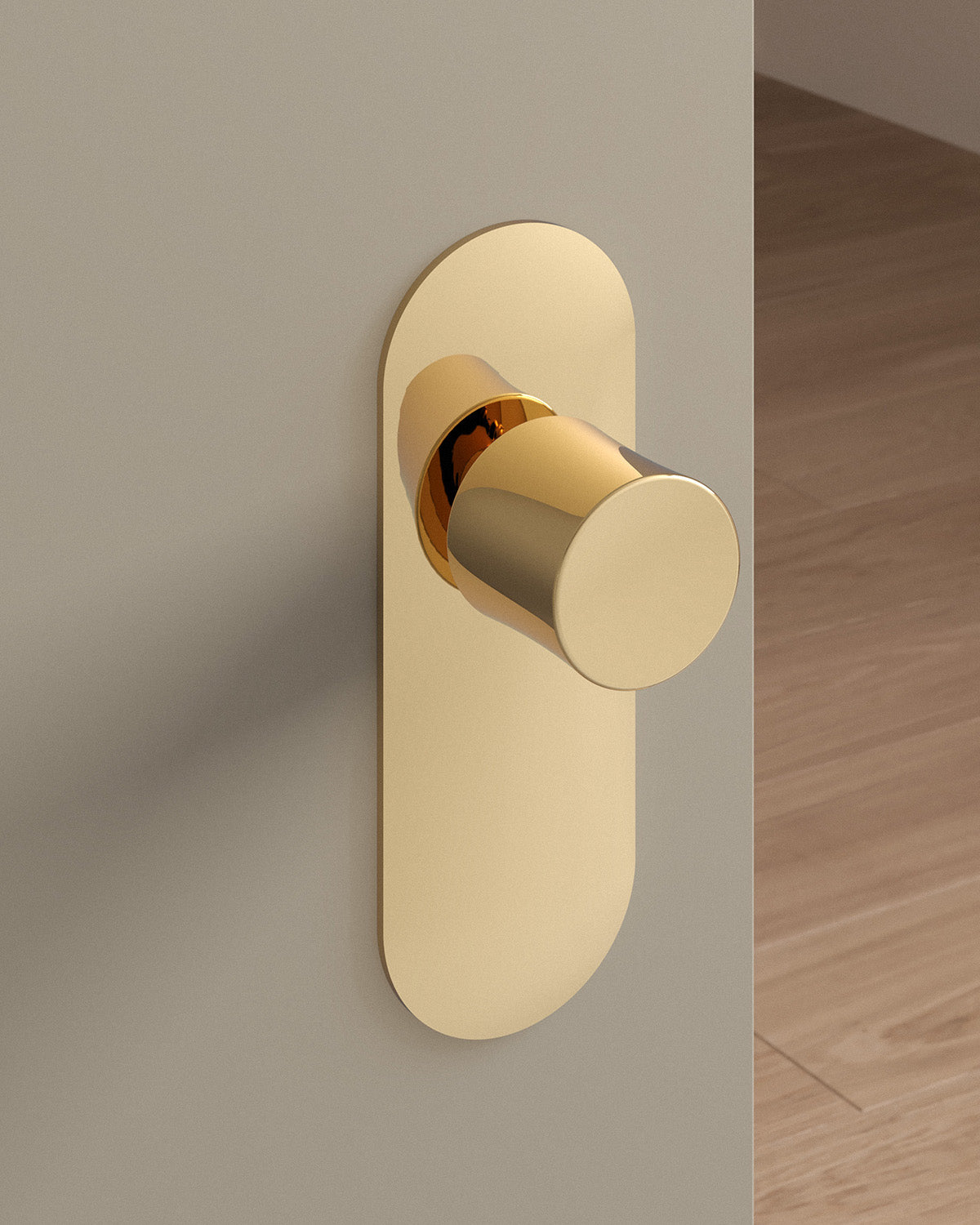 Leonard door knob set, tubular, escutcheon, privacy, Polished Brass