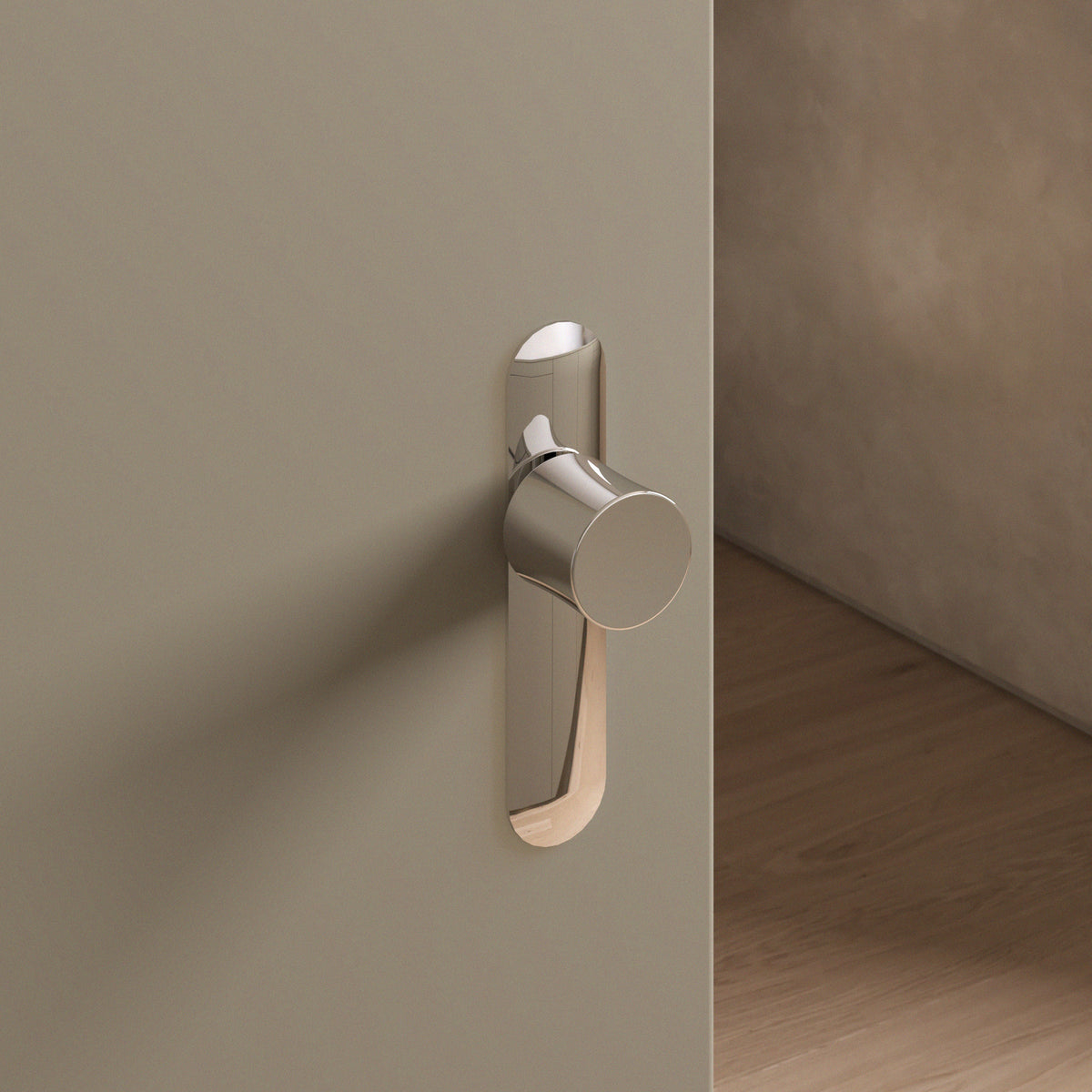 Leonard door knob set, mortise, escutcheon, Polished Nickel