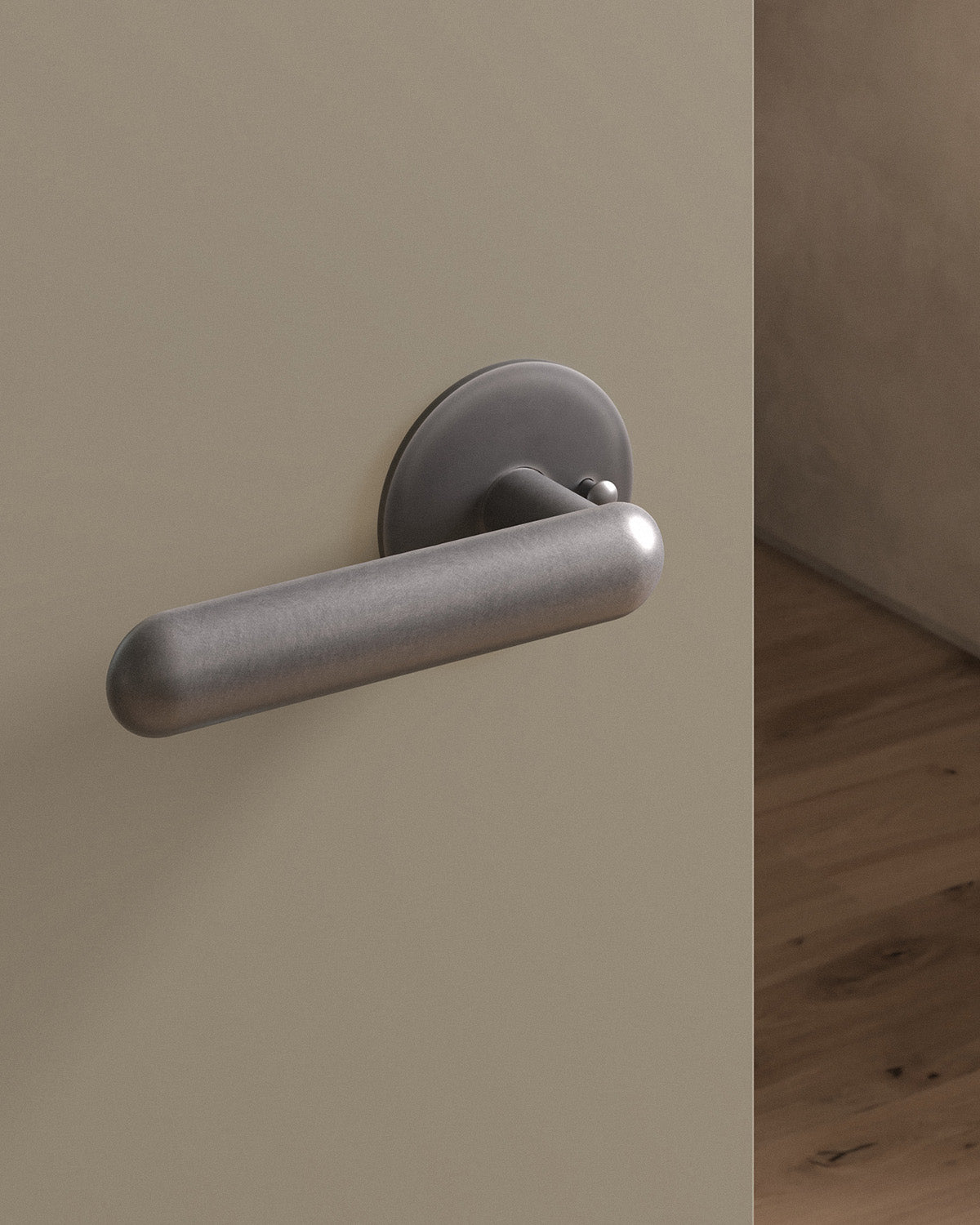 Cheever door lever set, tubular, rose, privacy, Antique Nickel
